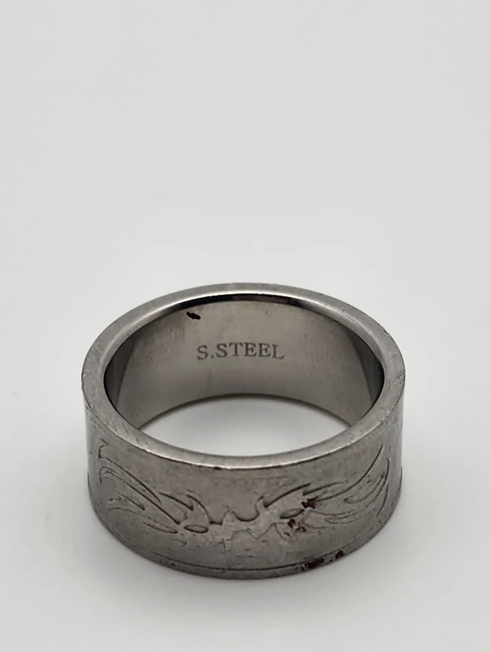 Thick Stainless Steel Silver Tone Band Ring (10)